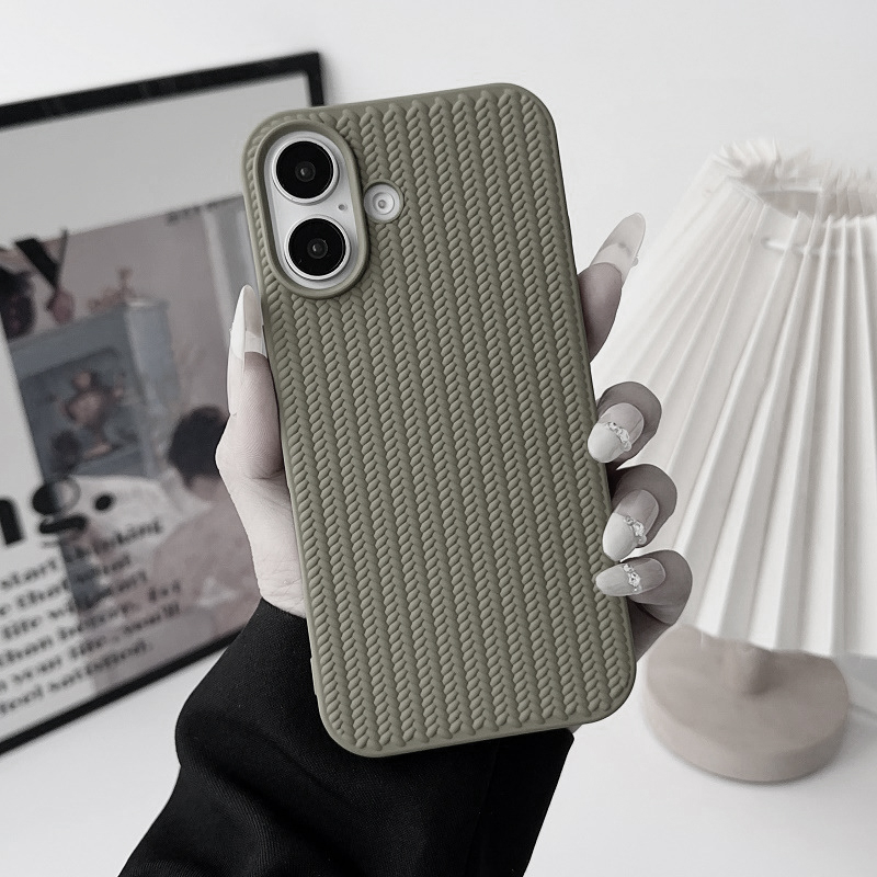 iPhone 16 Gummi Case Schutzhülle Strickmuster - Beige (Matt)