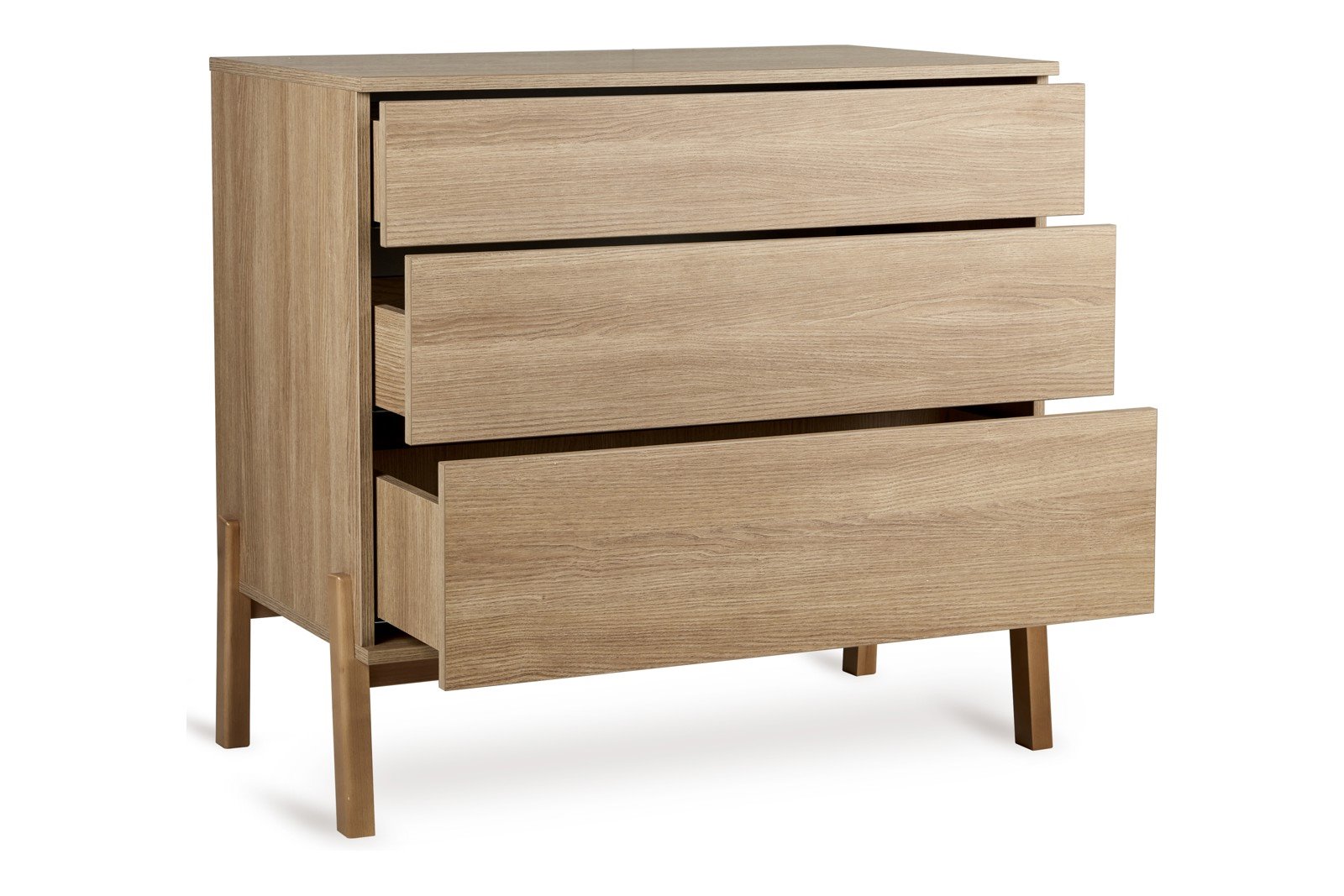 Ashi Kommode Kommode i heltre bøk/melamin med tre skuffer. Natur/bøk. Kombiner med Ashi stelletopp (selges separat).