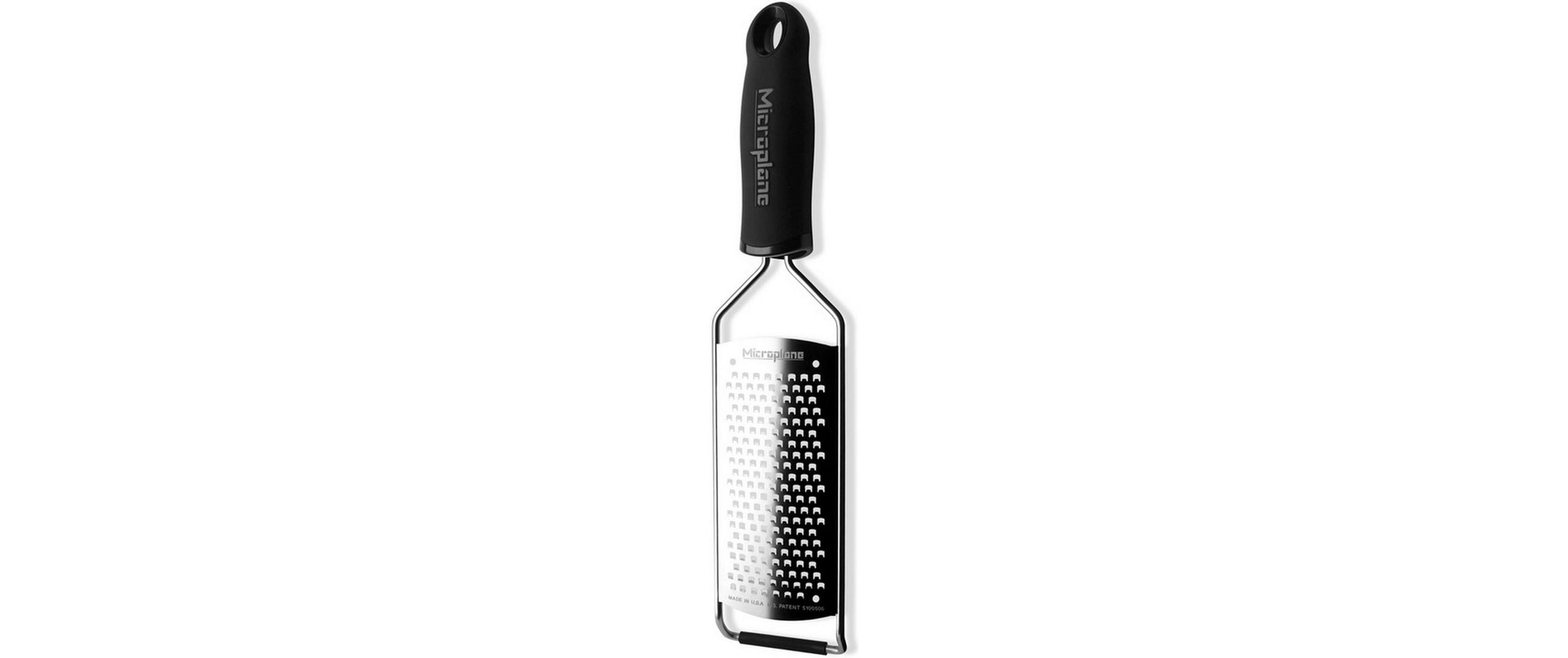 Handreibe Gourmet grob Schwarz/SilberFlache Reibe aus Edelstahl
