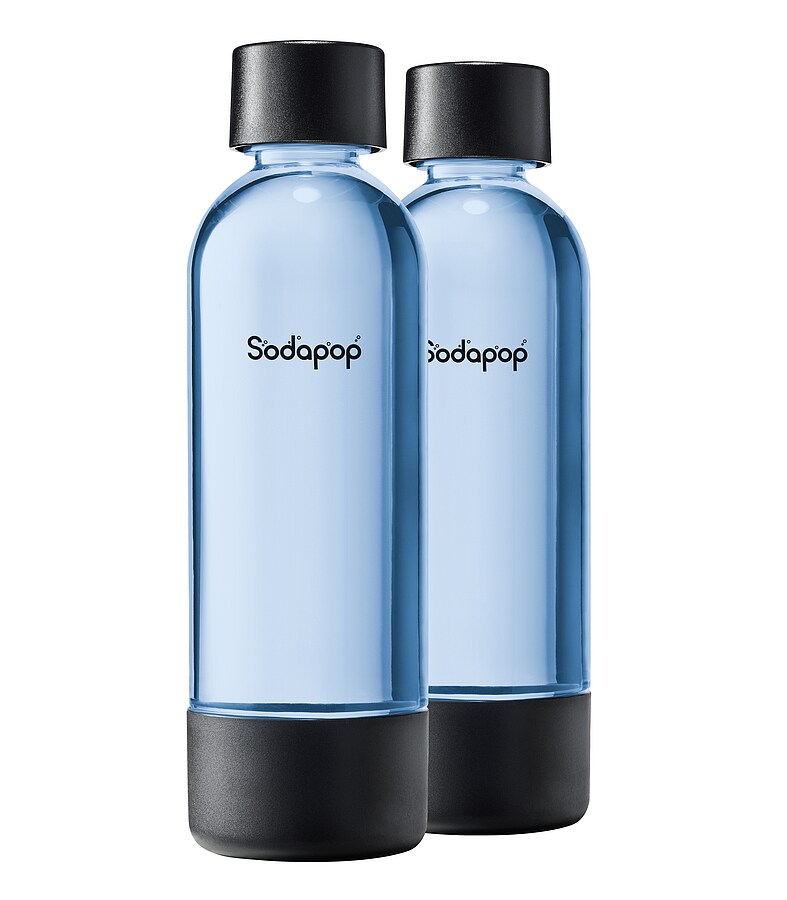 SODAPOP Wassersprudler Joy ECO matt schwarz, 1x 850ml PET Flasche + 1x CO² Zylinder