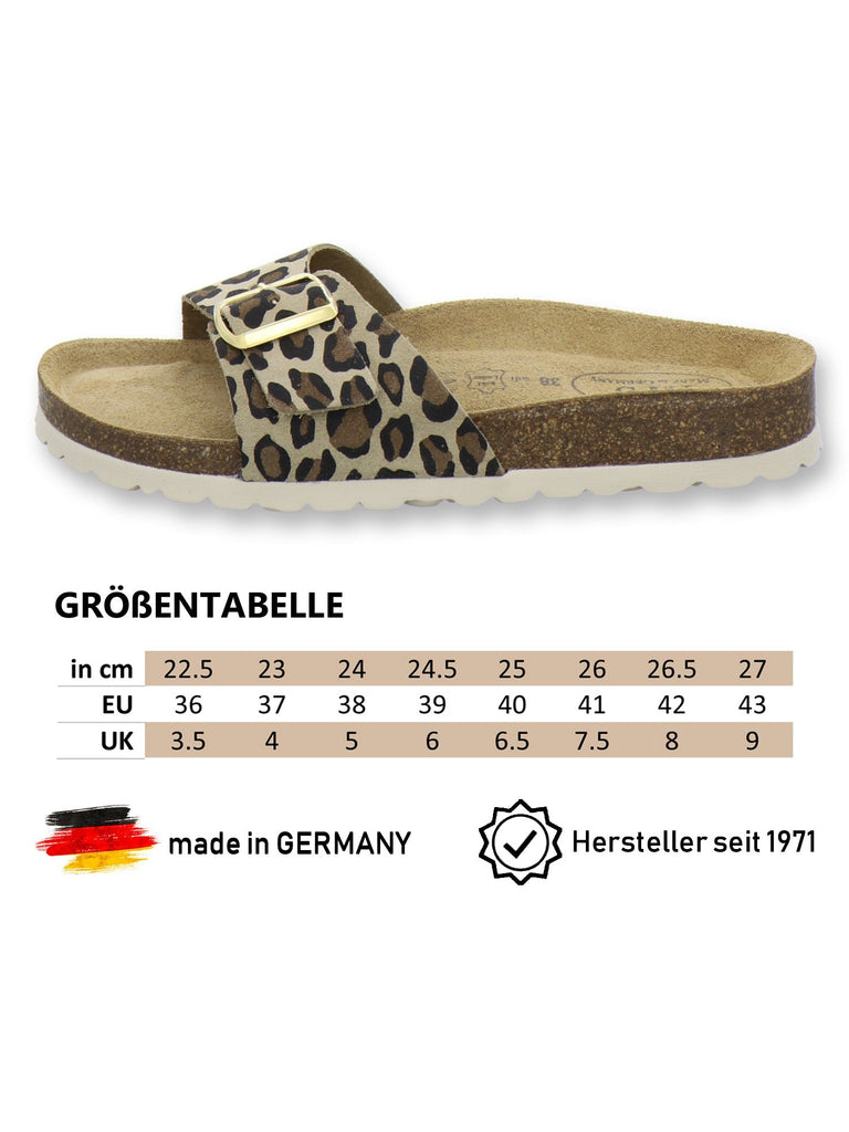 modische Pantoletten Damen leo-beige