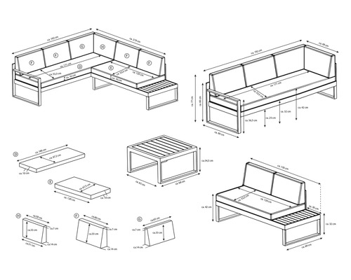hoeklounge bellavista - Home & Garden Lima met aluminium tafel