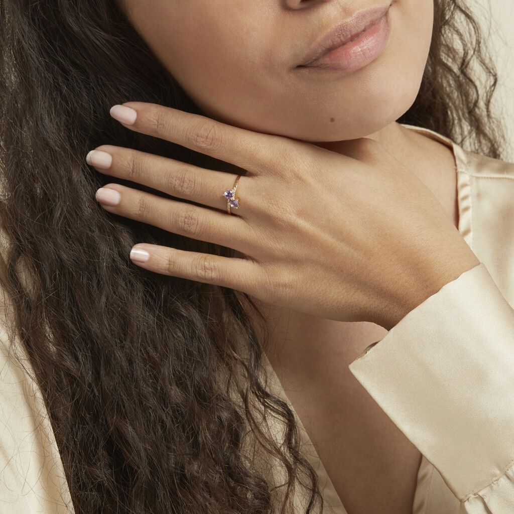 Bague Myrtie Or Jaune Amethyste Violet Oxyde De Zirconium