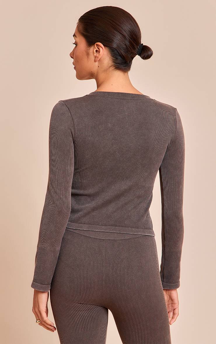 Chocolat Haut Long Côtelé Contour À Manches Longues Avec Boutons Petite Taille - Ensemble Coordonné