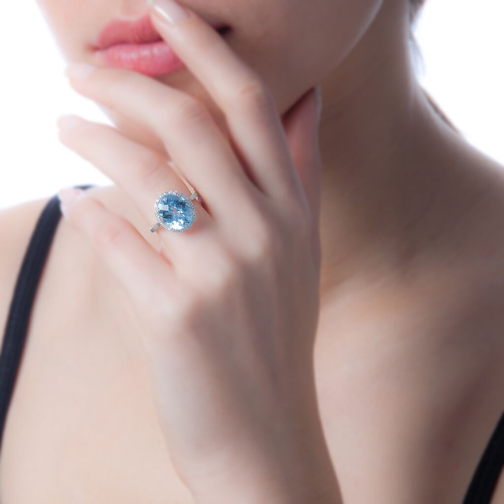 Bague Anna Or Blanc Topaze Et Diamant