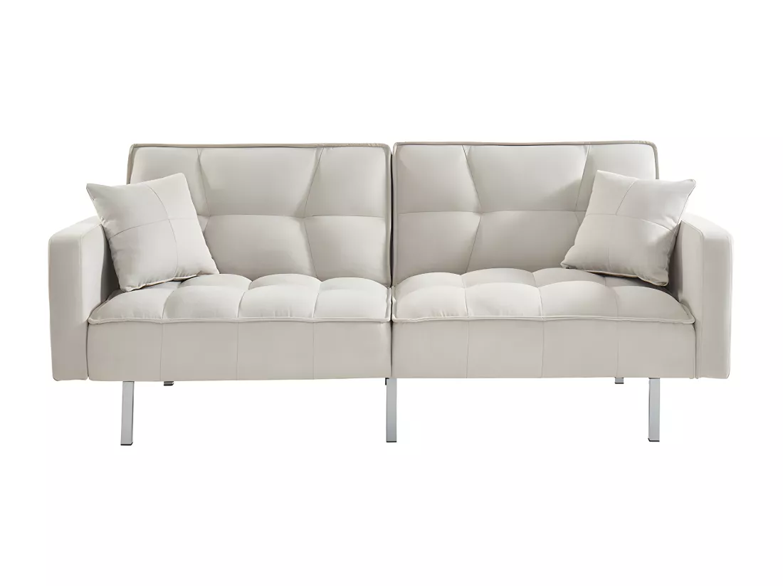 Canapé 3 places convertible clic-clac en tissu MINEY - Gris clair