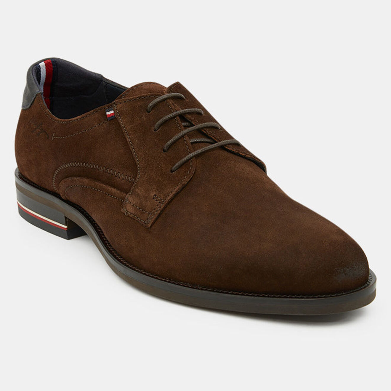 Tommy Hilfiger Derbies en Velours de Cuir Signature marron