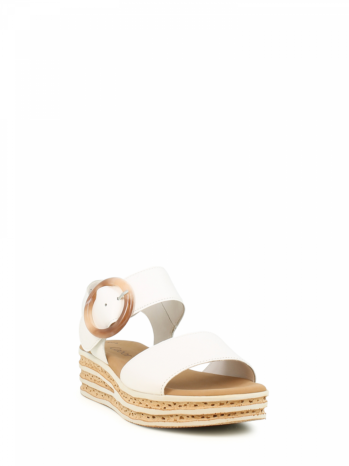 Gabor Platform Sandal Cream Leather