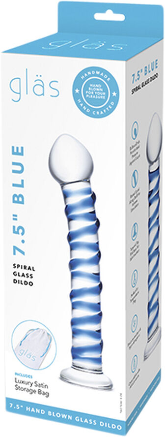 Gläs GLAS - BLUE SPIRAL GLASS DILDO Blue
