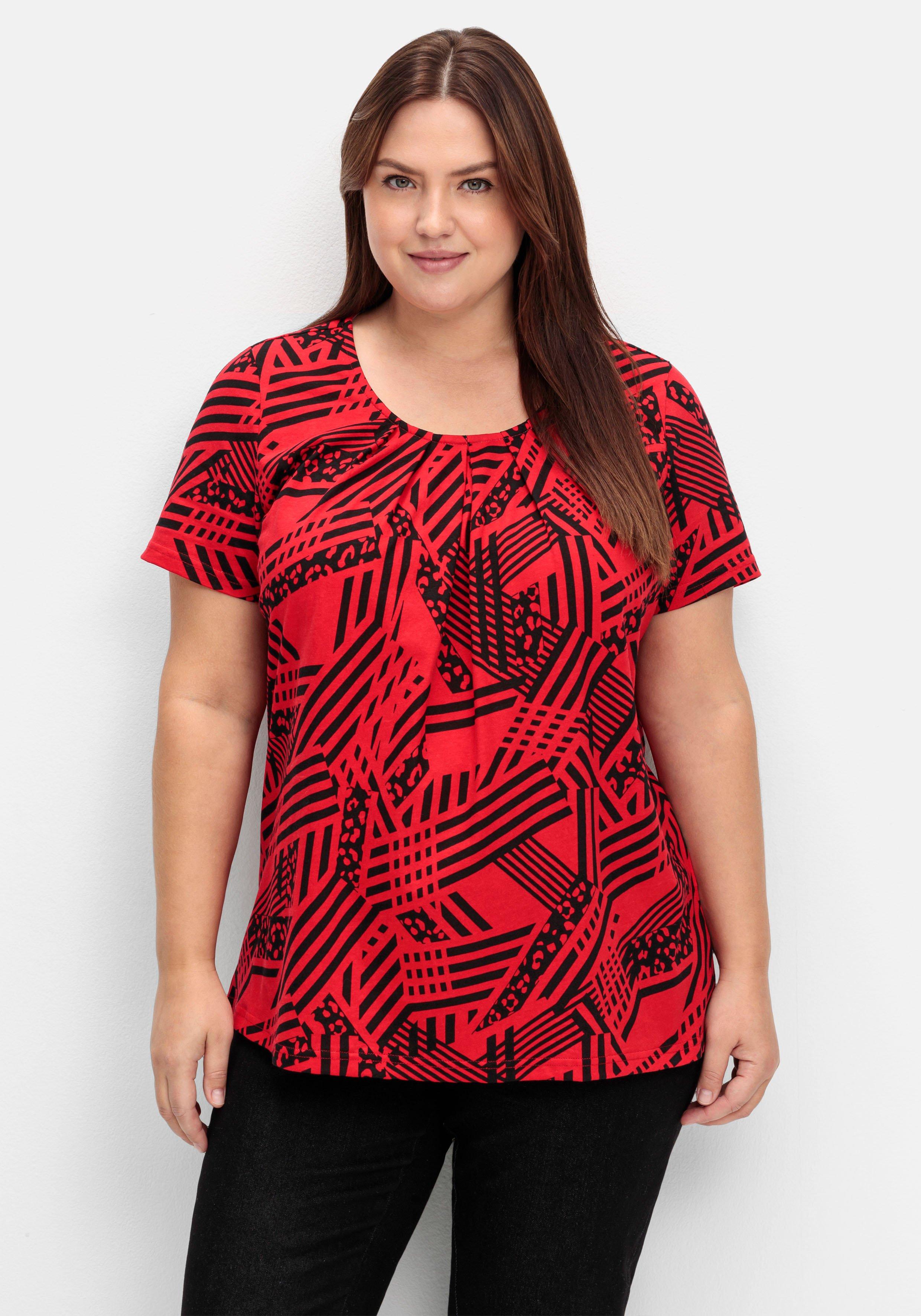 Longshirt in A-Linie, mit grafischem Muster