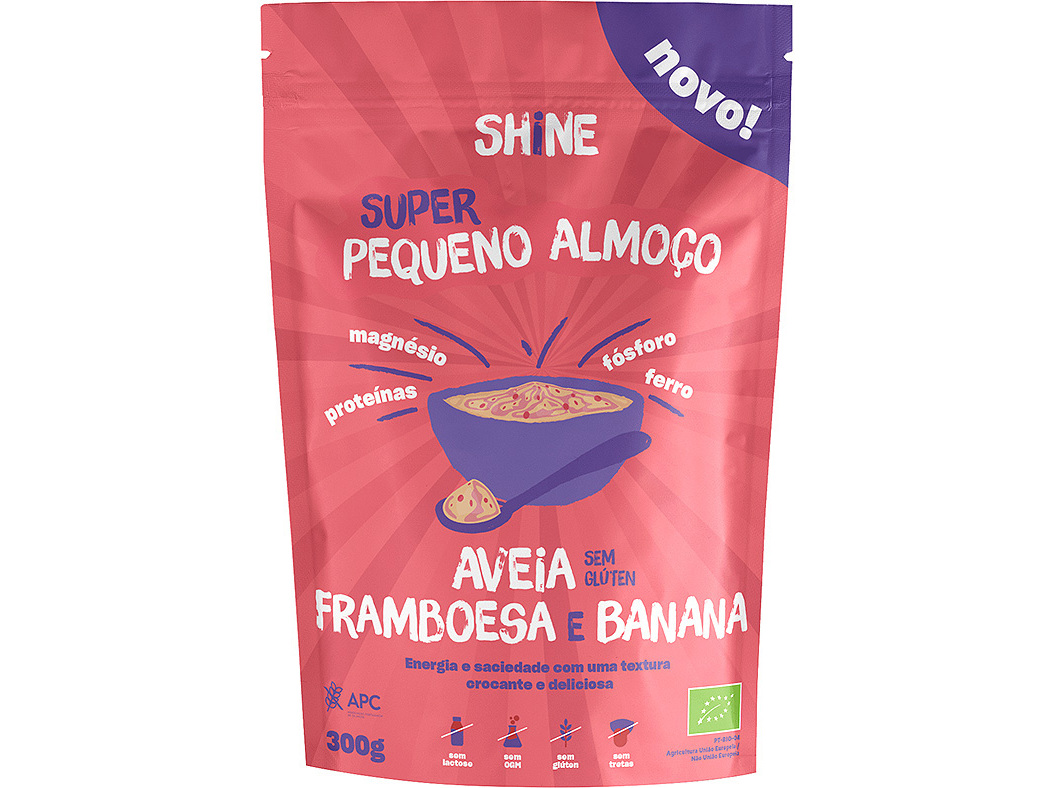 MIX PEQUENO ALMOÇO SHINE FRAMBOESA E BANANA BIO SEM GLÚTEN 300G