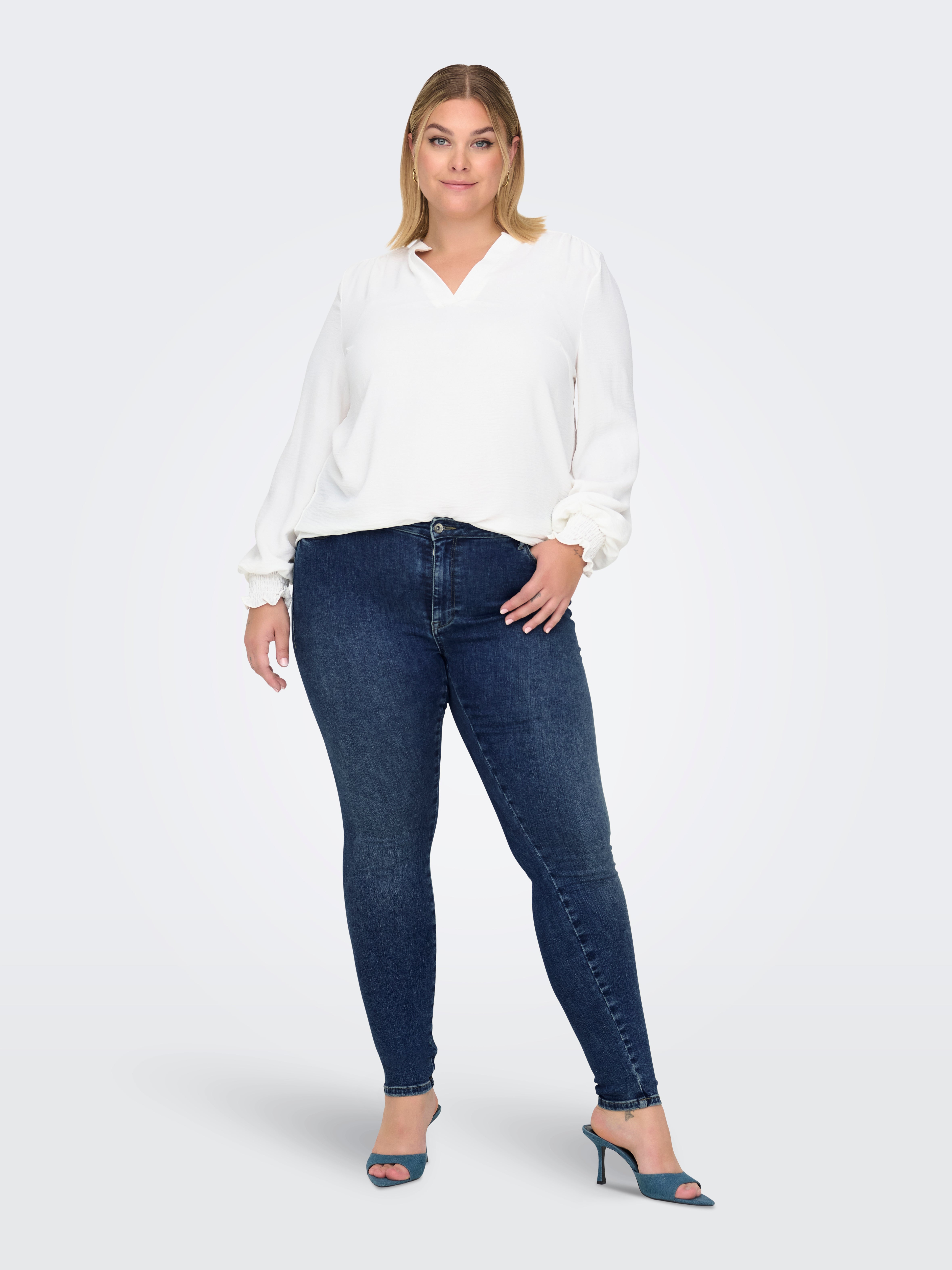 CARSHAPE Mittlere Taille Skinny Fit Jeans Dark Blue Denim