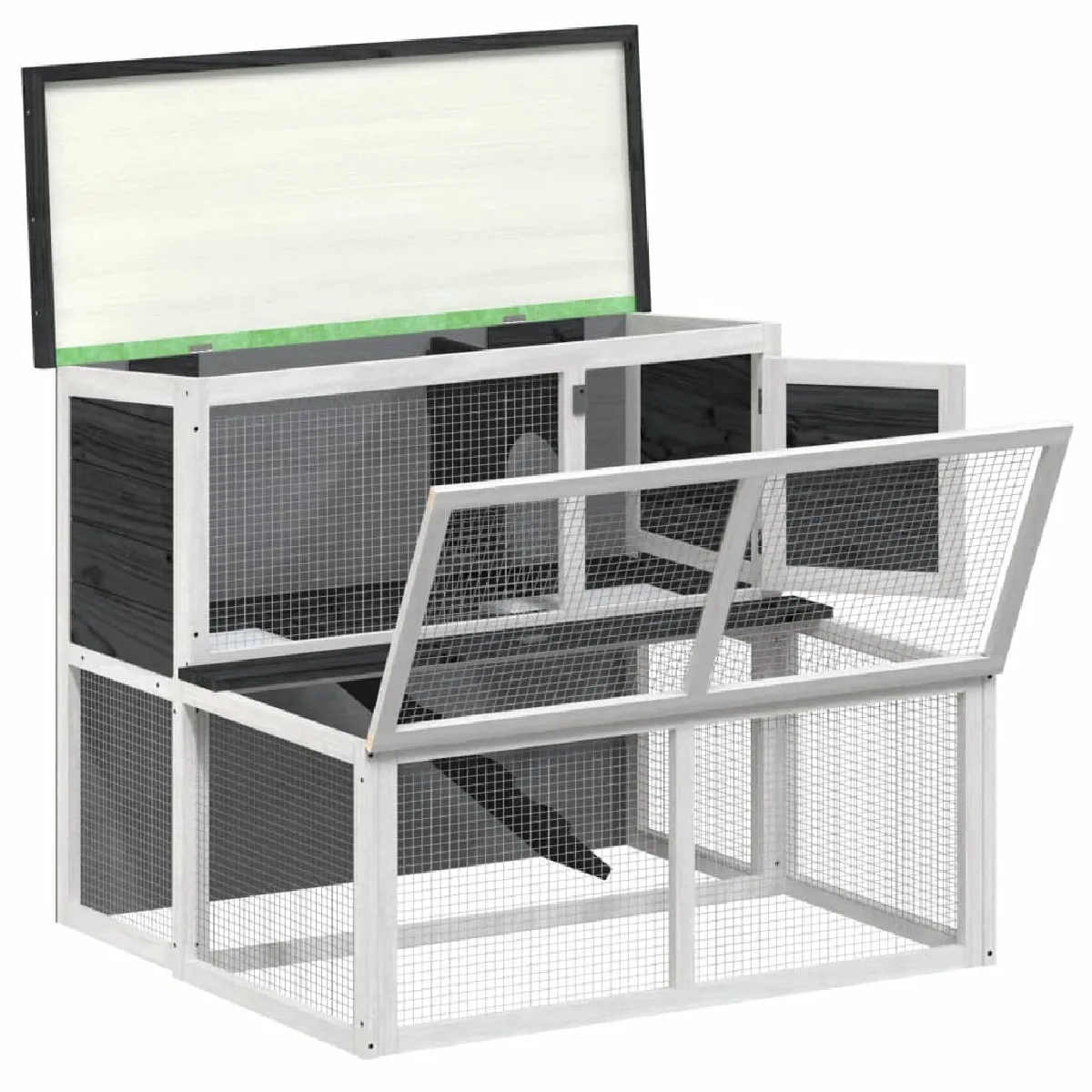 vidaXL Clapier gris 102x90x84,5 cm Pin massif