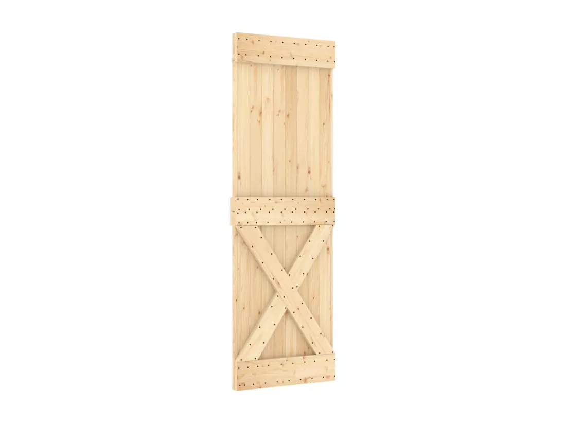 Porte coulissante et kit de quincaillerie 70x210 cm pin massif
