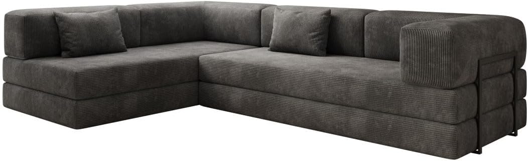 Luxusbetten24 Designer Sofa Lazy L in Cord Grau Links