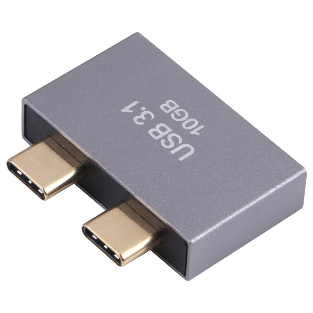 Aluminium Dual USB C auf USB 3.1 / USB C Adapter für Apple Macbook Pro / Air (10GB/s) - Grau