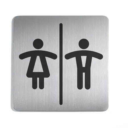 Durable 495823 Picto Quadratisch WC Damen und Herren, 150 x 150 mm, metallic silber