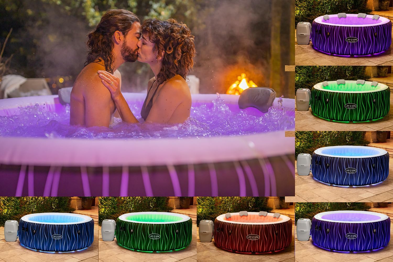 Bestway® Lay-Z-SPA® LED-Whirlpool Hollywood AirJet™ für 6 Personen Ø 196 x 66 cm, LED-Design