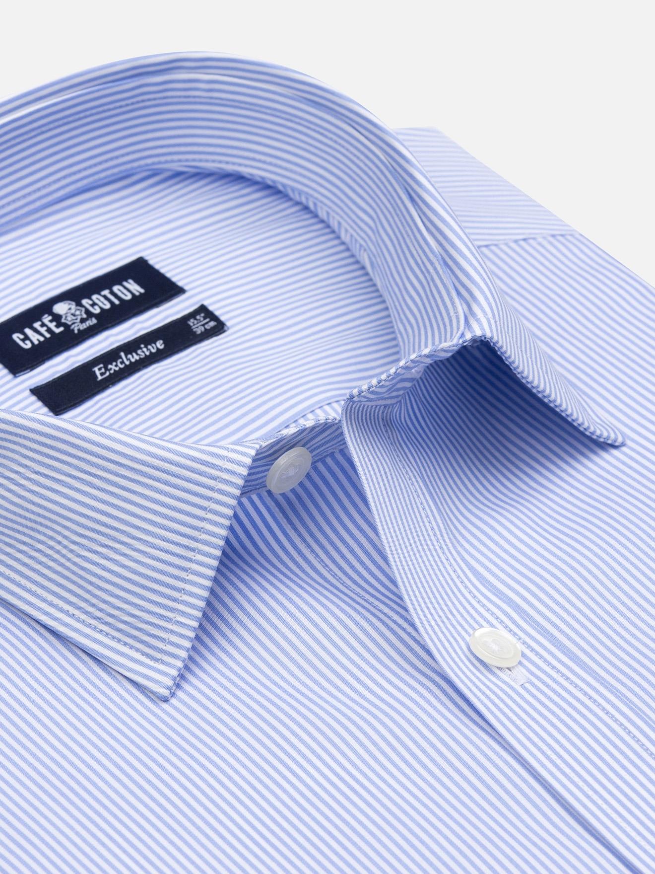 Chemise cintrée Menthon à rayures ciel - Petit Col