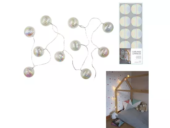 Guirlande - 10 Boules coquillage - L 165 cm - Transparent