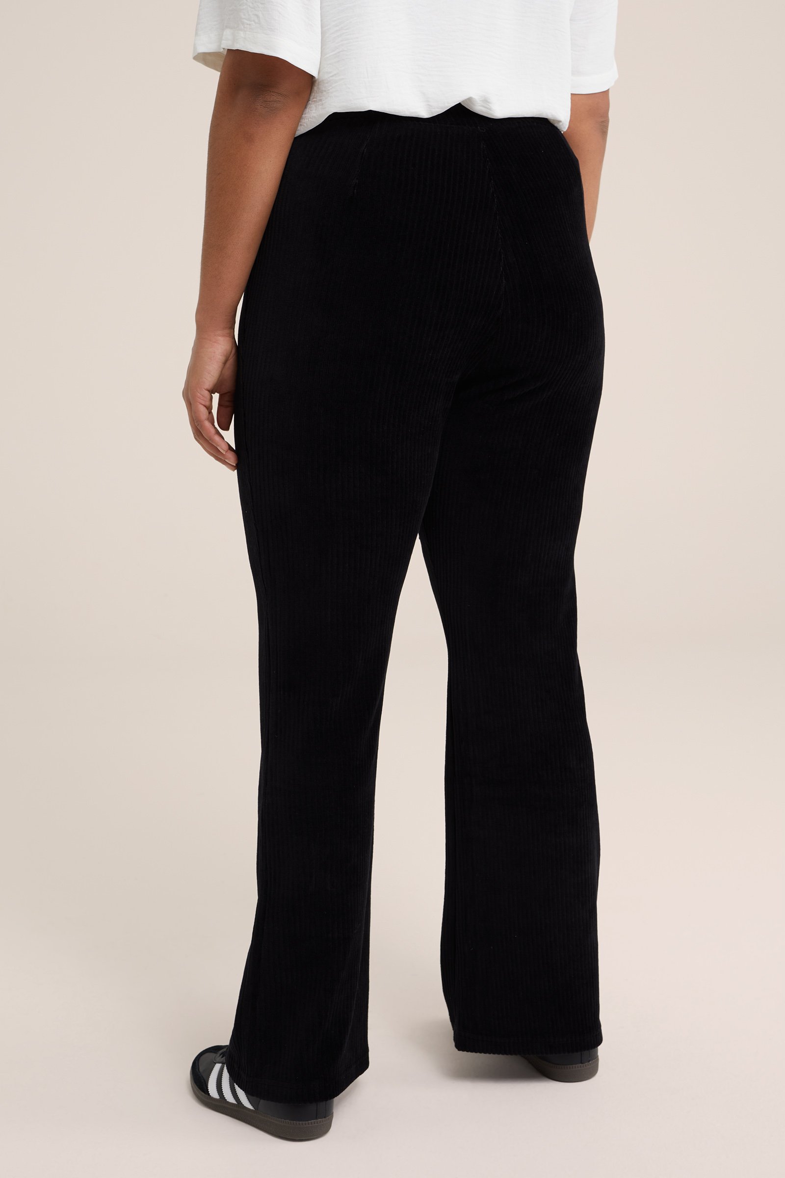 flared legging van ribstof - Curve WE Fashion Zwart