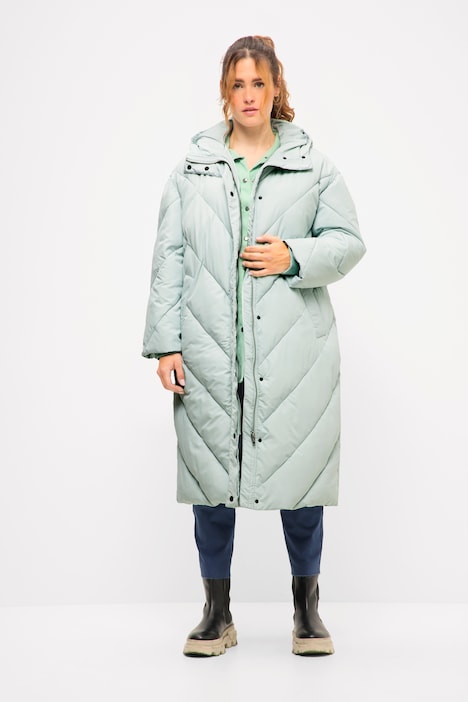 Steppmantel, oversized, Kapuze, Langarm