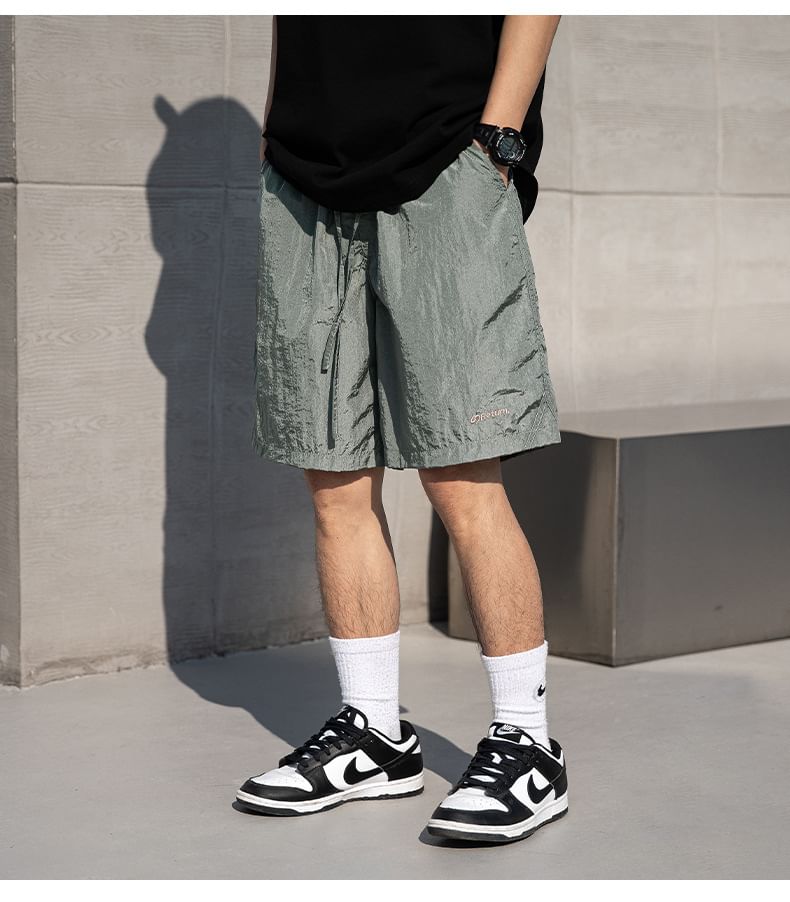 Really Point - Mid Rise Letters Geborduurde Wijde Broek