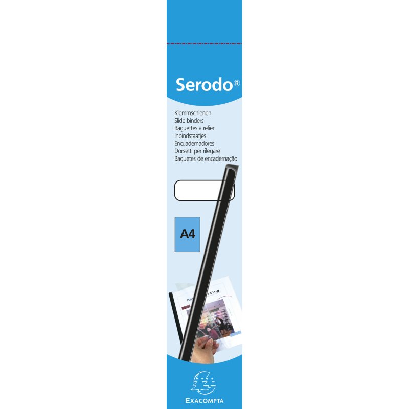Baguette reliure manuelle Exacompta Serodo® 12 mm noire - Paquet de 25