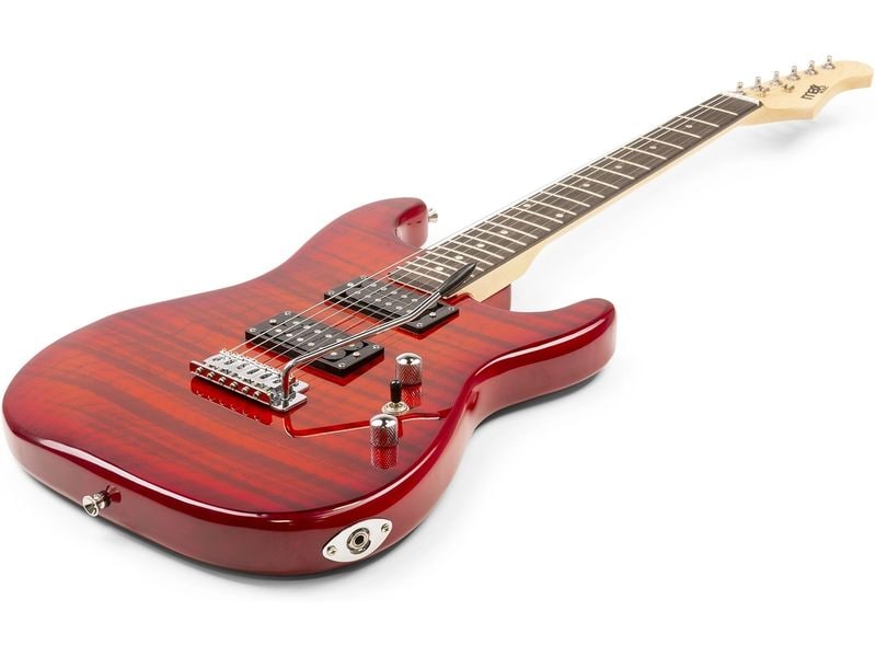 MAX E-Gitarre GigKit Quilted Style Rot E-Gitarre mit Zubehör