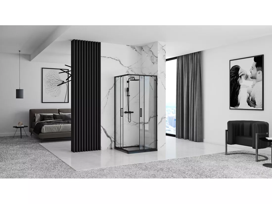 Cabine De Douche Rea Punto 80X80 Black