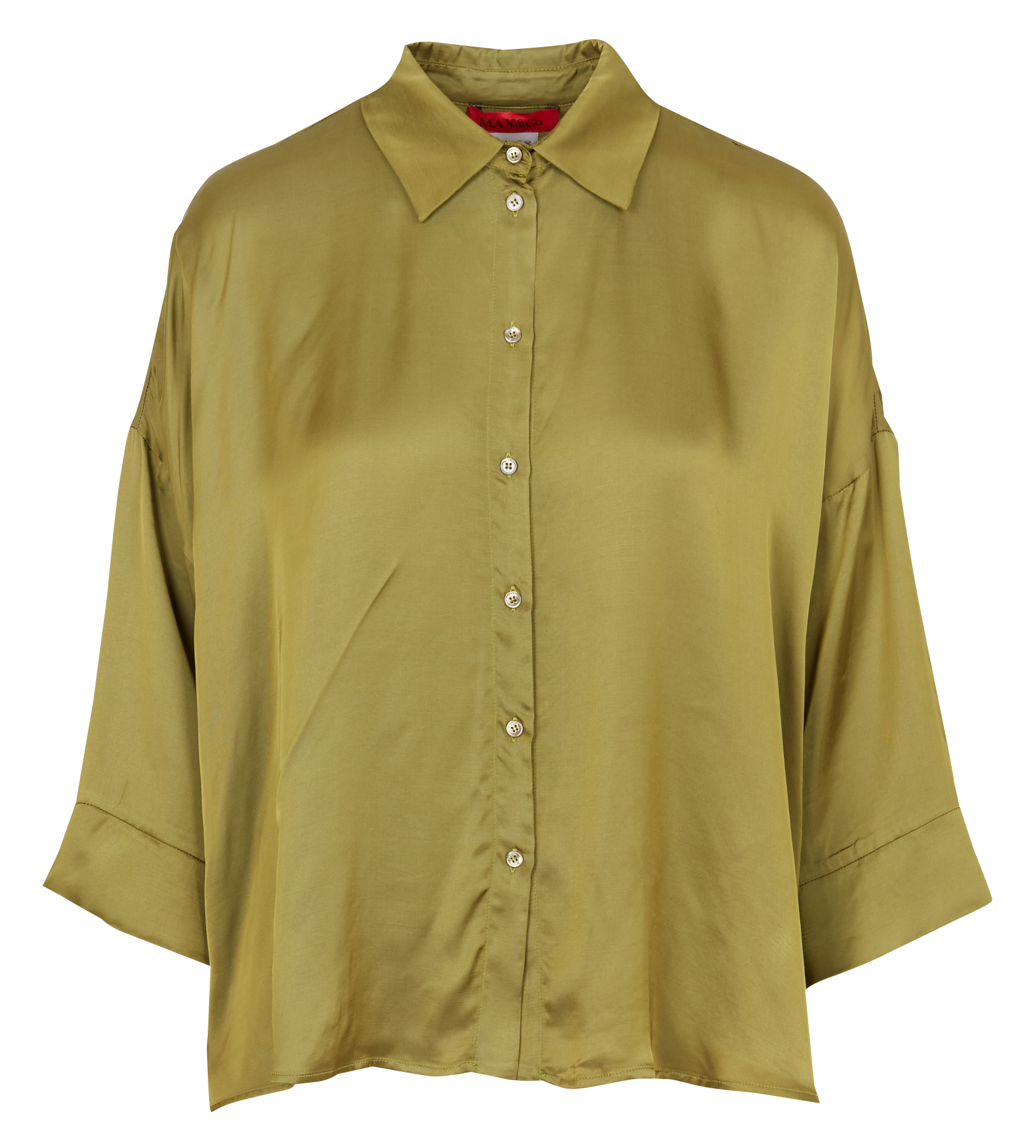 BEMBO - Chemise ample col classique en satin fluide| Vert