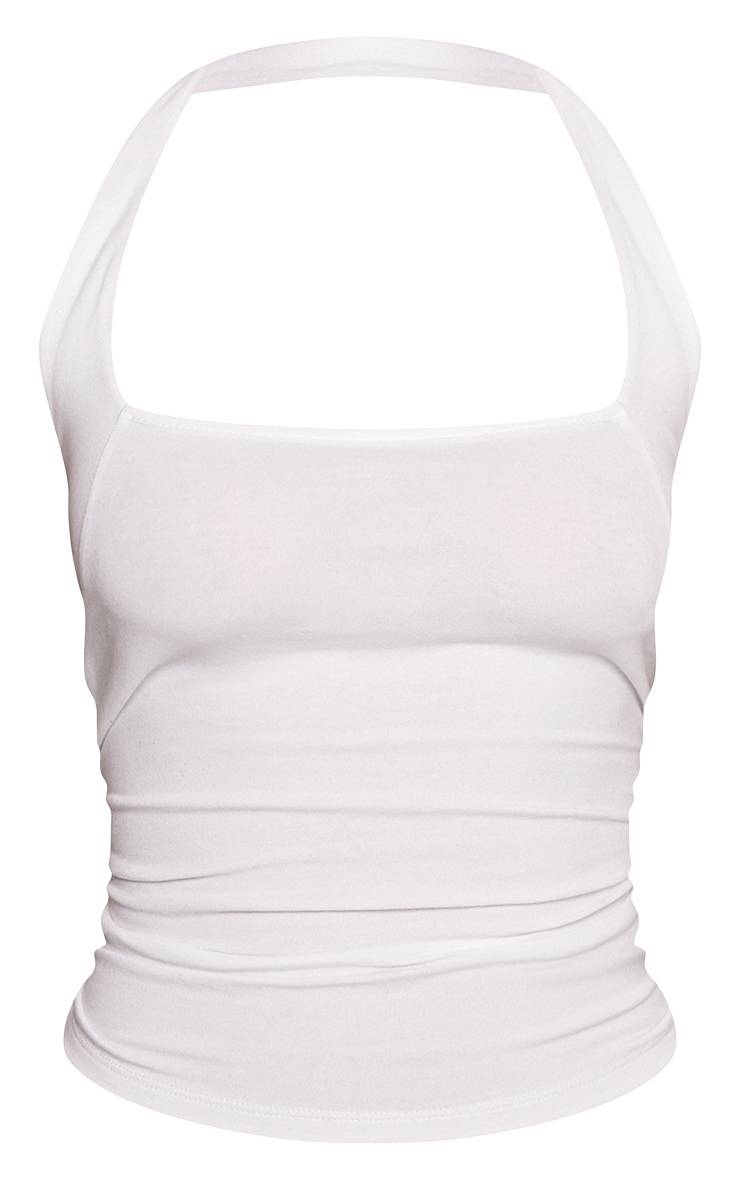 Blanc Débardeur Col Américain En Coton Doux