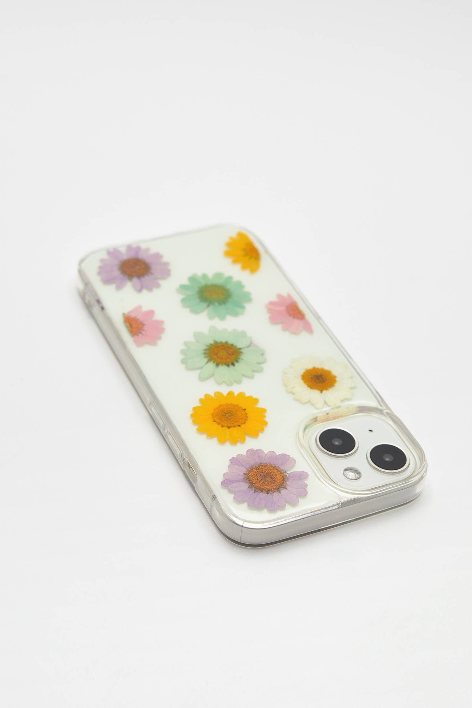CAPA PARA IPHONE COM FLORES SECAS - BRANCA