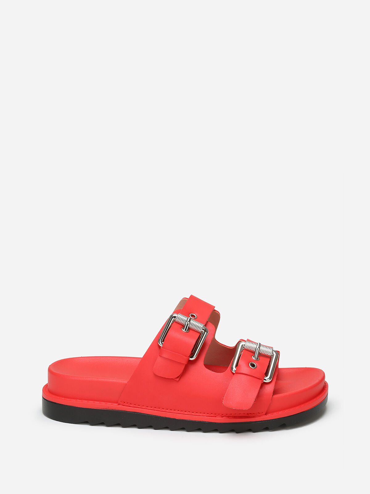 Mules avec brides à boucles- Rouge