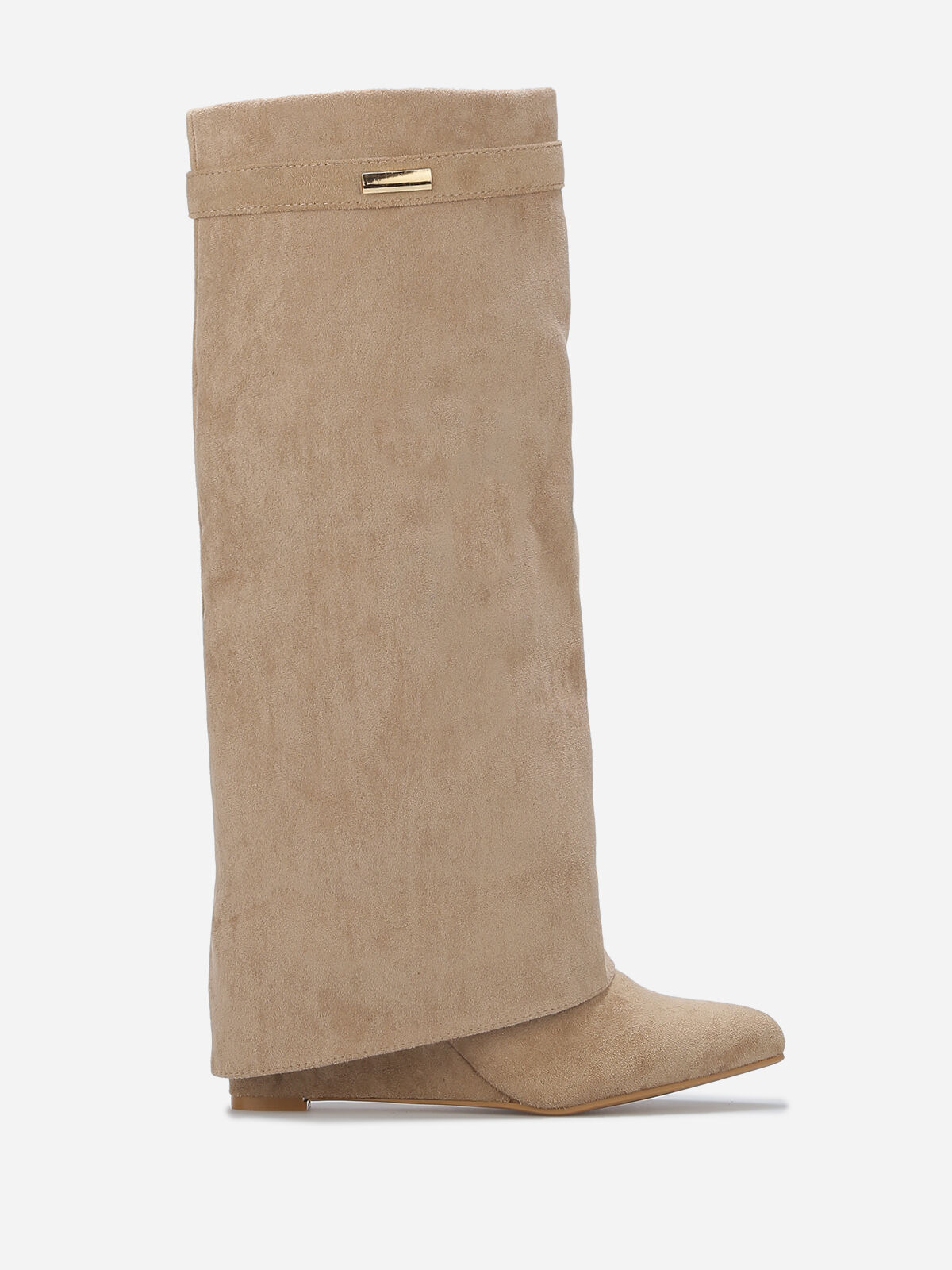 Bottes compensées à rabats- Taupe