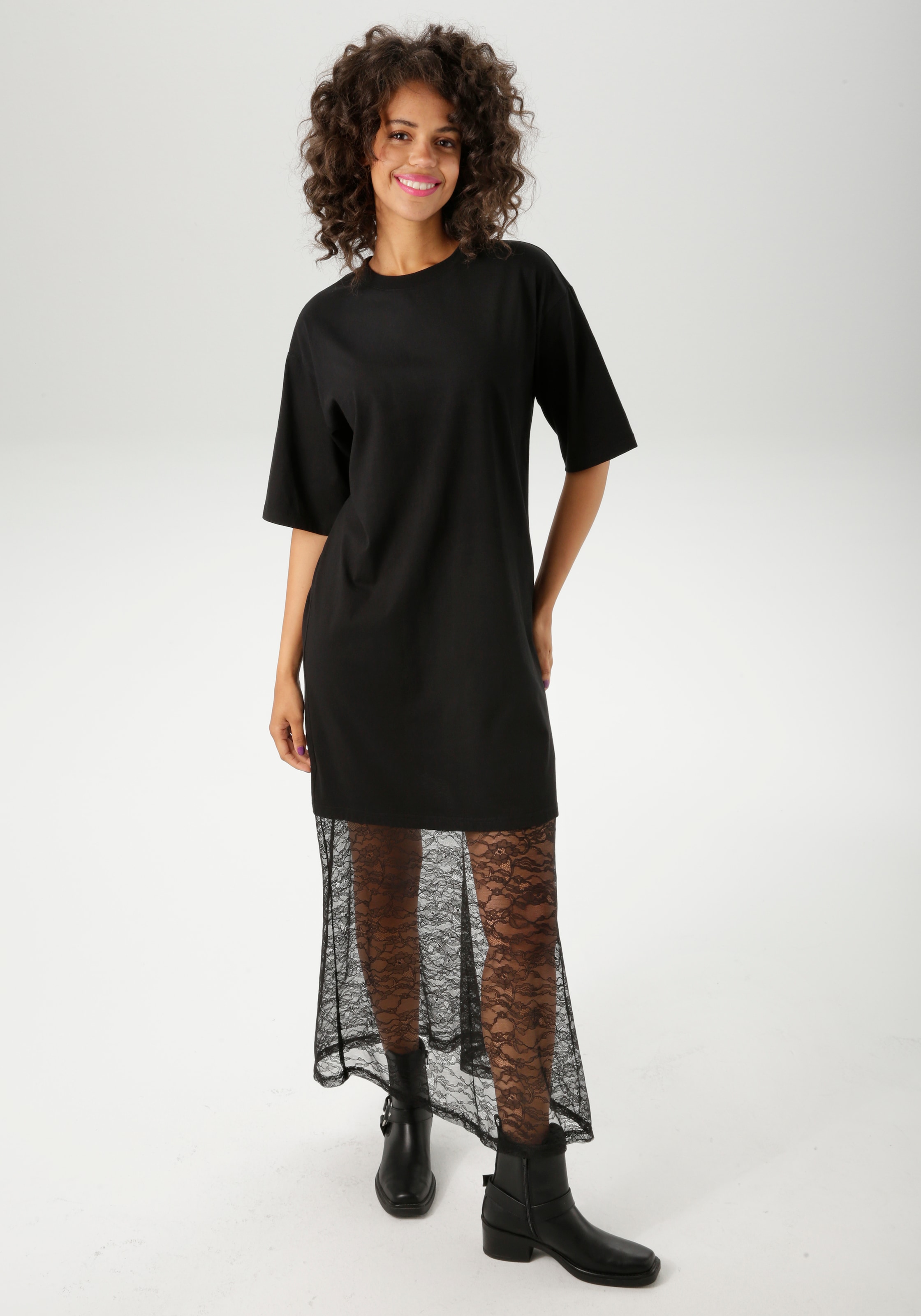 Aniston CASUAL Maxikleid mit raffinierter Spitze am Saum - NEUE KOLLEKTION