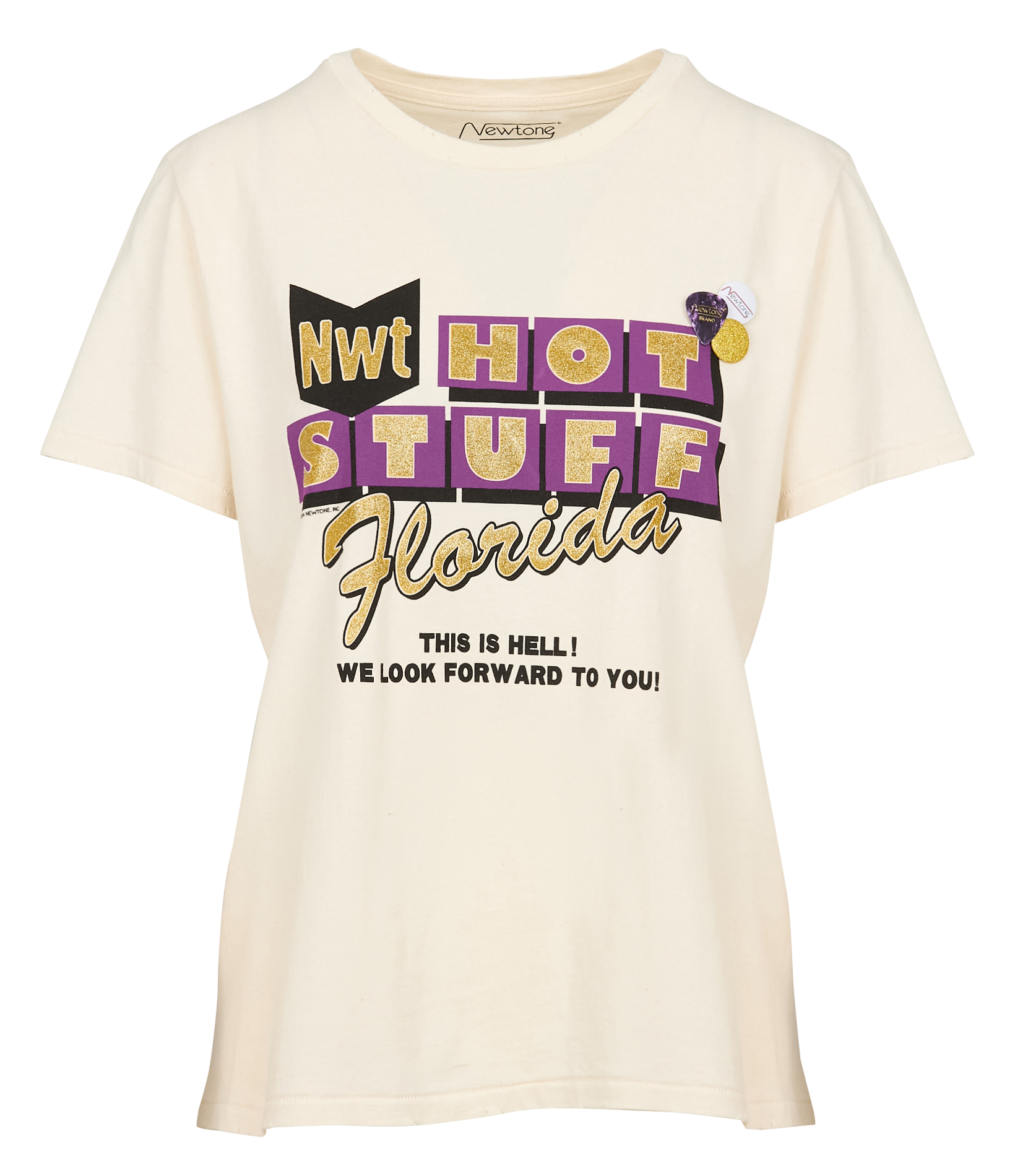 STARLIGHT STUFF - Tee-shirt droit col rond sérigraphié en coton | Beige