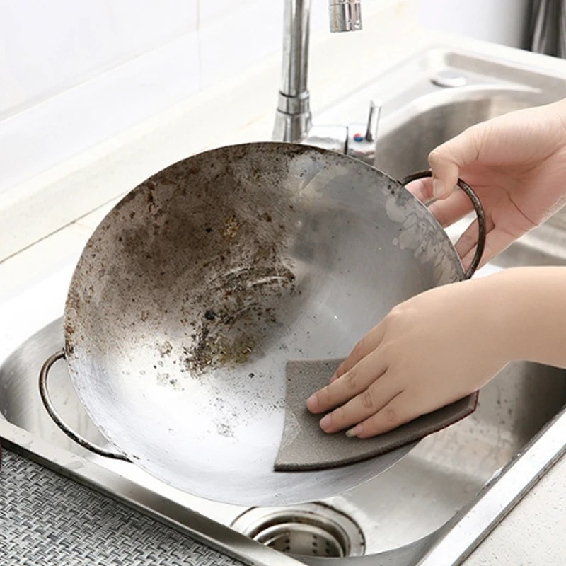 (9x100cm) Küchen Scheuer Schwamm Rost Reinigungs Schrubber Zuschneidbarer Schmirgelschwamm Fleckenentferner Pad für Töpfe / Waschbecken / Geschirr