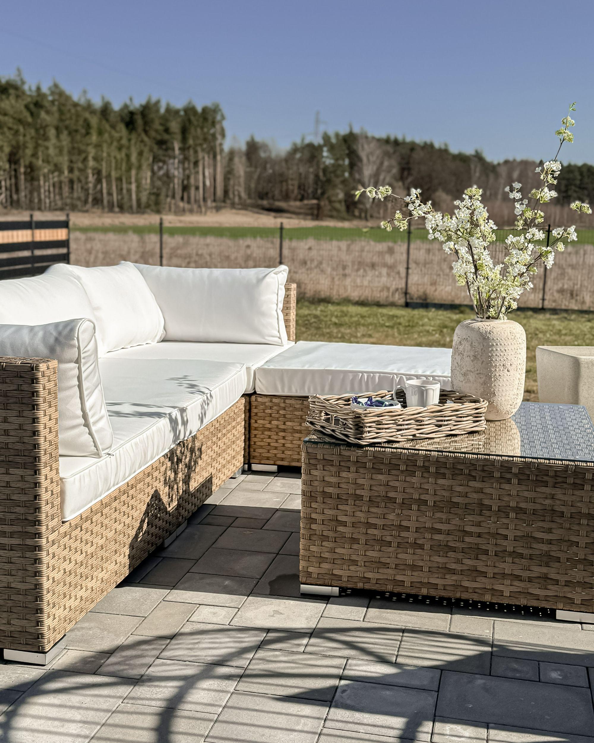 Tuin hoekloungeset met tafel 4-zits SANO linkszijdig modulair PE rotan Natuurlijk