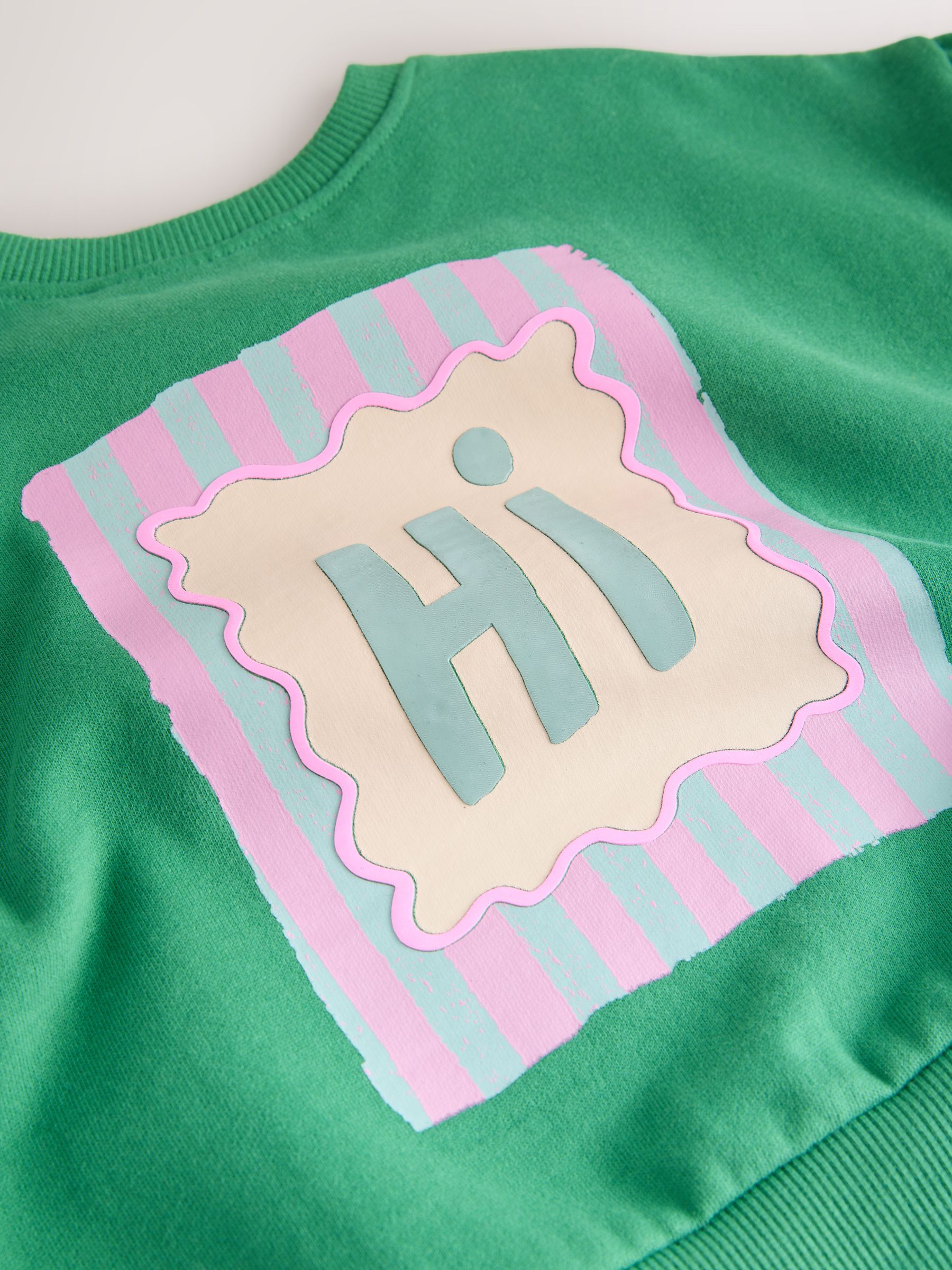Groen Hey Hi - Set van sweatshirt en broek met wijde pijpen (3mnd -7jr)