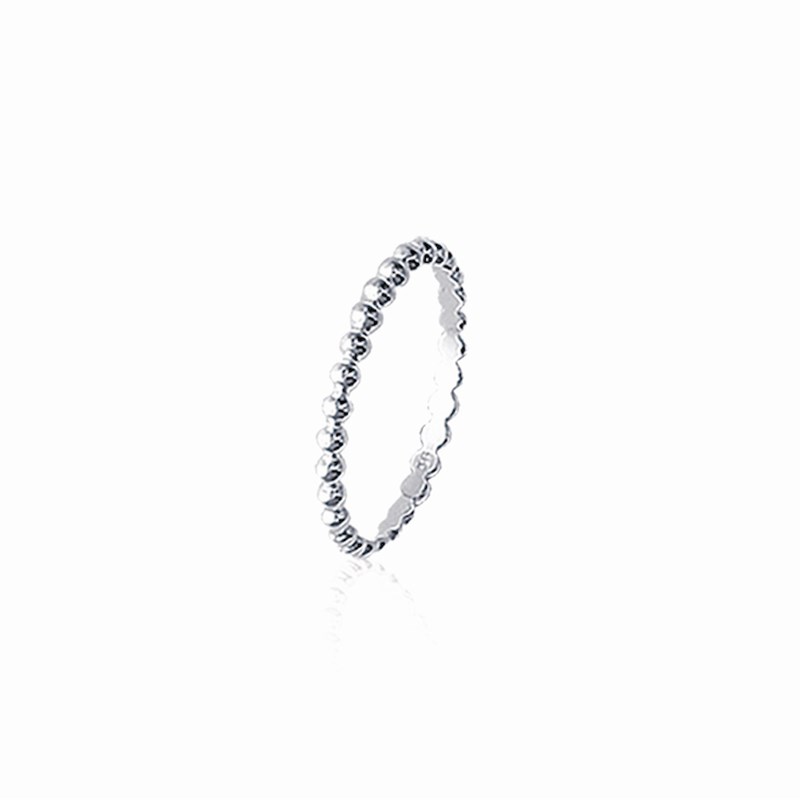 Bague Fine Argent Perlée Boules Tendance