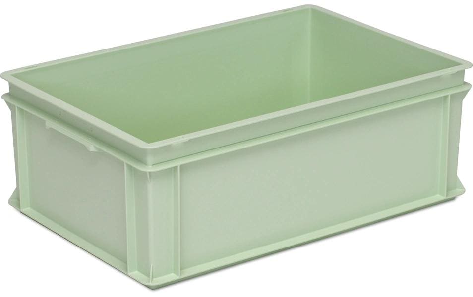 Stapelbehälter RAKO 600 x 400 x 220 mm WeissgrünStapelbox mit Muschelgriffen, 1 Stück, weissgrün
