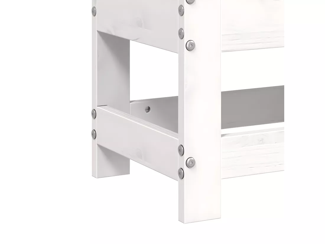 Repose-pied de jardin blanc 62x30x32 cm bois de pin massif