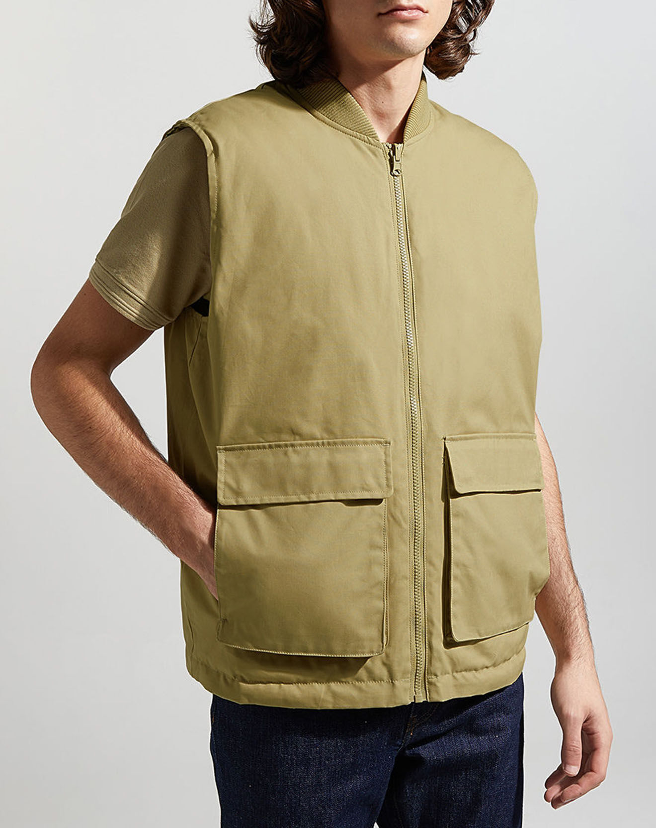 Galeries Lafayette Blouson sans manches Pavest rev kaki clair