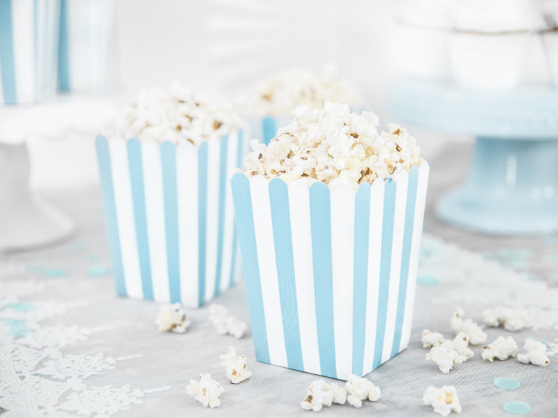Popcorn Bakjes Blauw Mix 12,5cm 6st