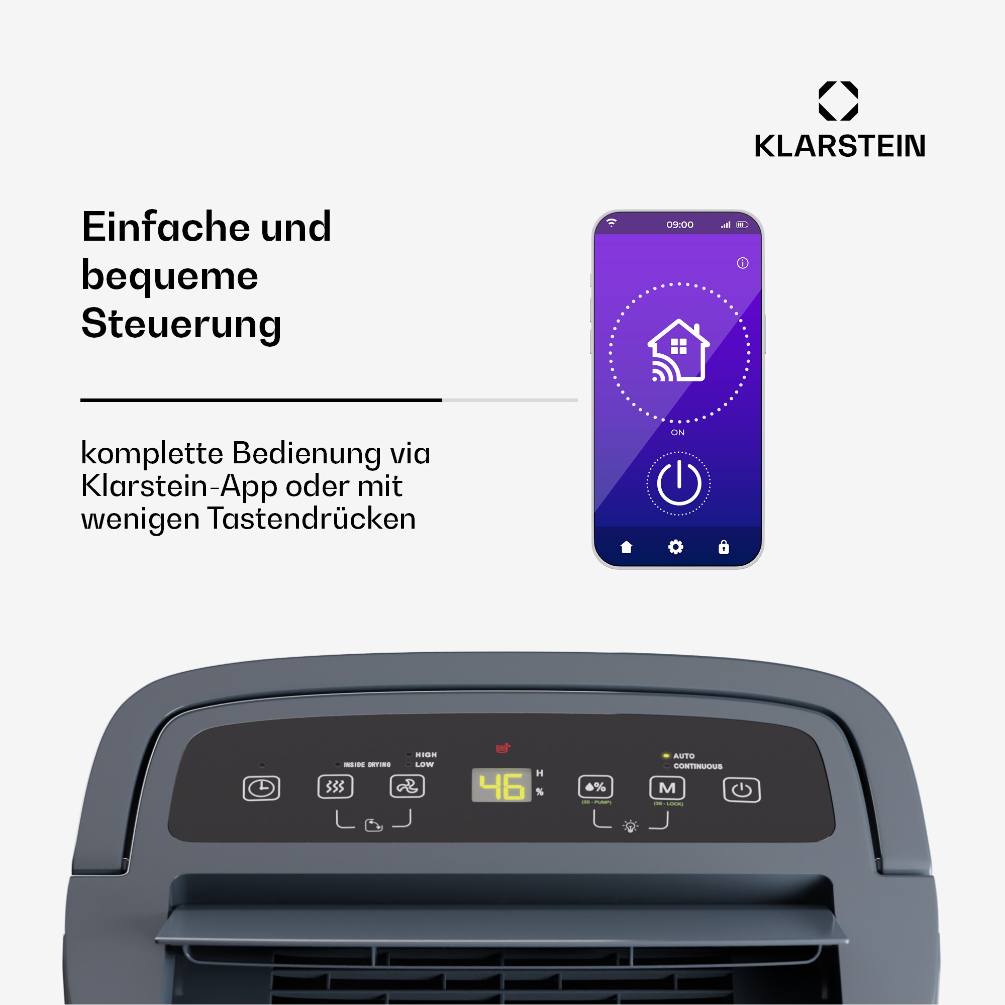 DryFy Connect 30 Luftentfeuchter WiFi Kompression 30l/d 25-30m² Anthrazit 30l/24h