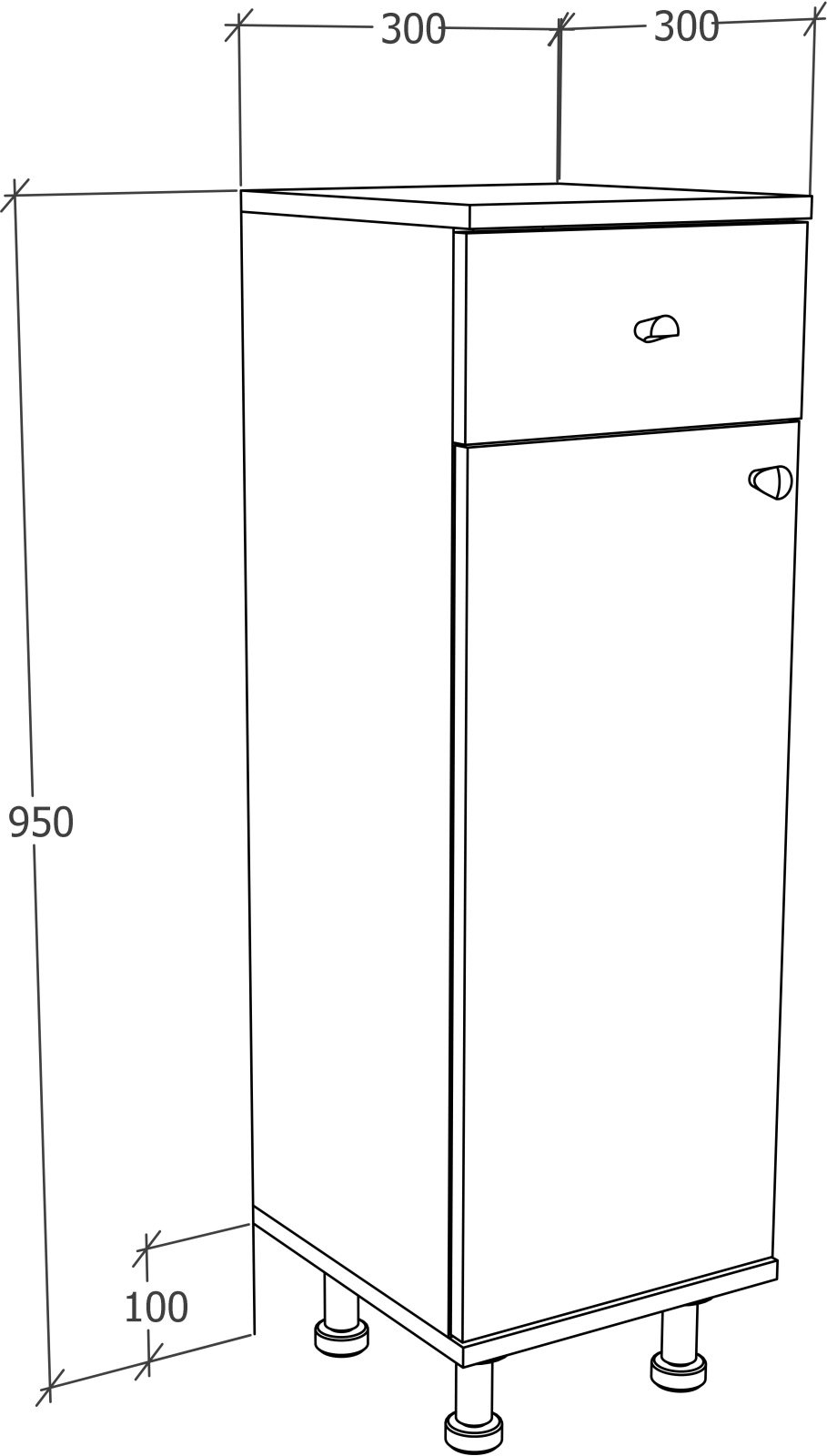 Midischrank NILOSI - Honig Eiche-weiß - 30 cm breit