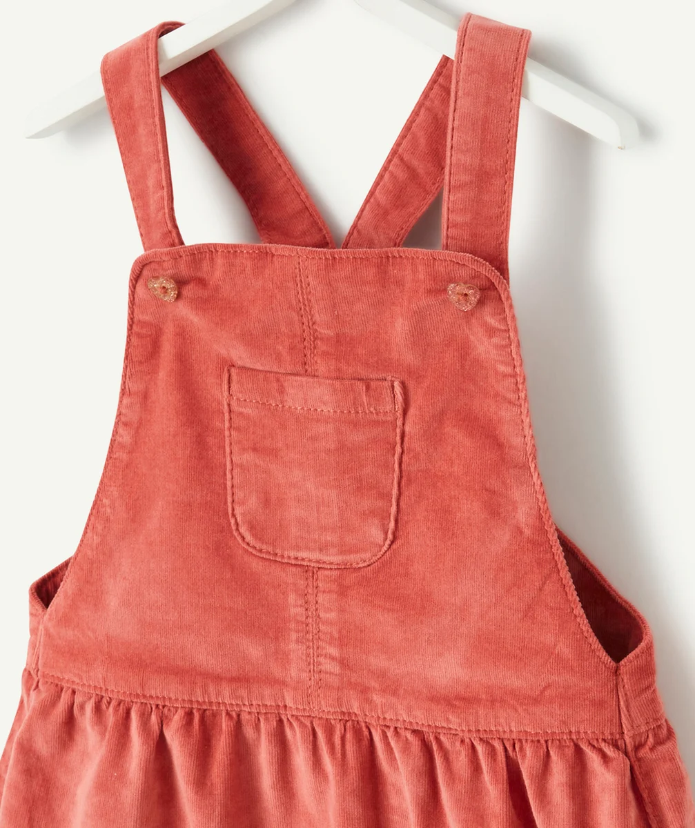 ROBE SALOPETTE EN VELOURS FRAMBOISE BÉBÉ FILLE
