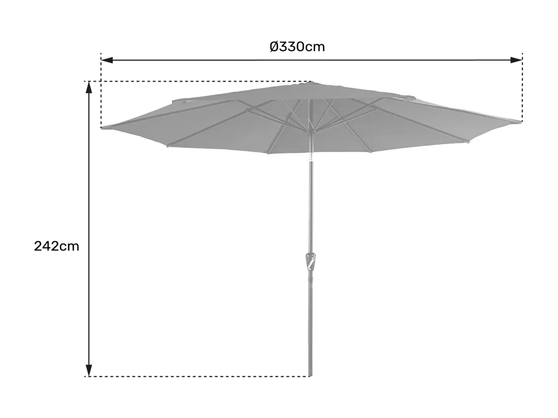 Parasol droit HAPUNA rond 3,30m de diamètre bleu - HAPPY GARDEN