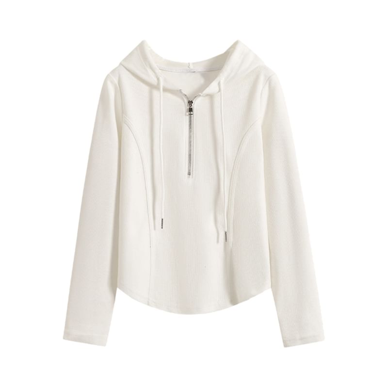 Iduna - T-shirt met lange mouwen, capuchon en halve rits